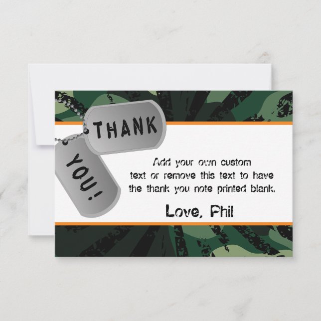 Camo, Dart Wars, Thank You Cards (Front)