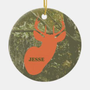 Camo & Deer Head Personalized Ornament