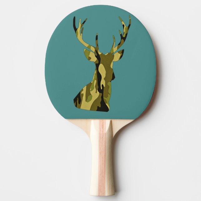 Camo Deer Head Silhouette Ping Pong Paddle (Front)