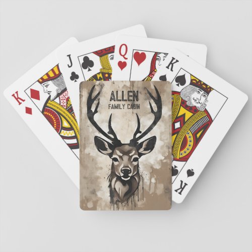 Camo Deer Hunting Cabin  Poker Cards