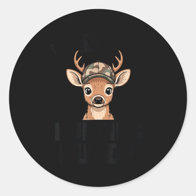 Camo Deer Hunting Daddy's Hunting Buddy Youth Boy  Classic Round Sticker (Front)