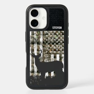 Camo Deer Hunting Name American Flag Buck iPhone 16 Case