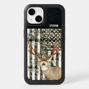 Camo Deer Hunting Name American Flag Buck OtterBox iPhone 14 Case
