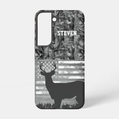 Camo Deer Hunting Name Sports Buck America Flag Samsung Galaxy S22 Case