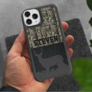 Camo Deer Hunting Personalized Buck Antlers iPhone 15 Case