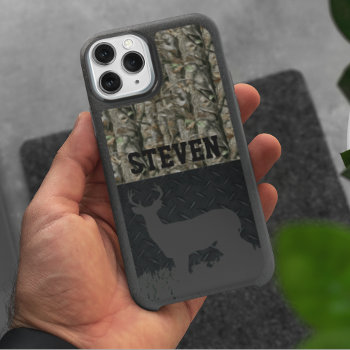Camo Deer Hunting Personalized Buck Antlers Iphone 15 Case by TheShirtBox at Zazzle