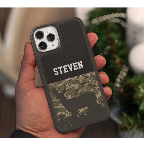 Camo Deer Hunting Personalized Buck Antlers iPhone 15 Case