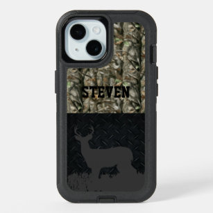 Camo Deer Hunting Personalized Name Men's iPhone 15 Case