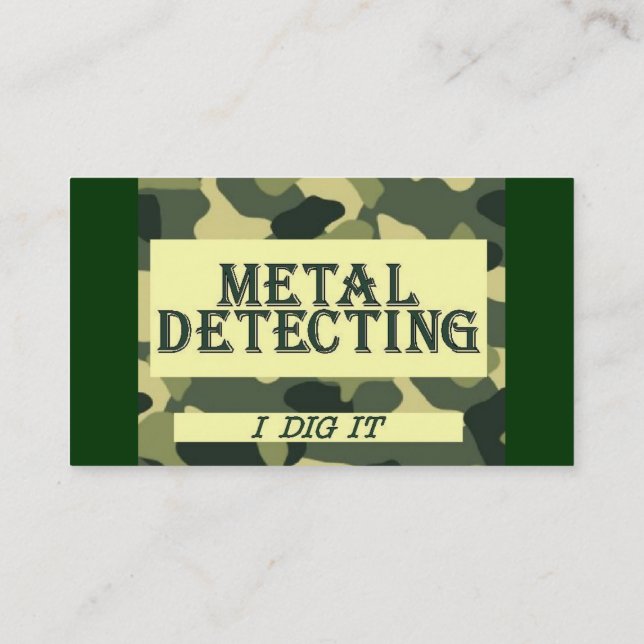 Camo Design Metal Detecting Business Card (Back)