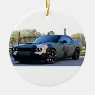 Camo Dodge Challenger Hellcat Ceramic Ornament
