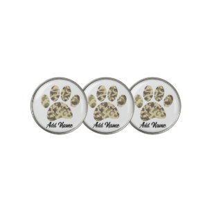 Camo Dog Paw Print Golf Ball Marker