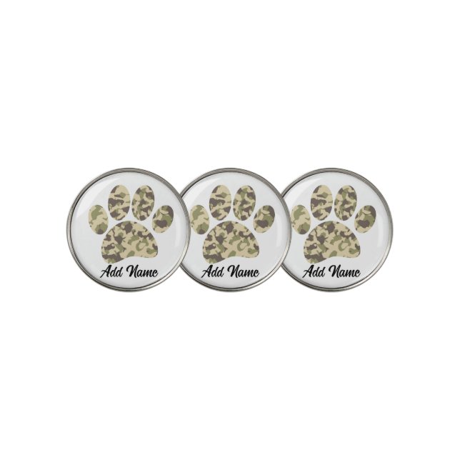 Camo Dog Paw Print Golf Ball Marker (3 Up)