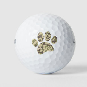 Camo Dog Paw Print Golf Balls