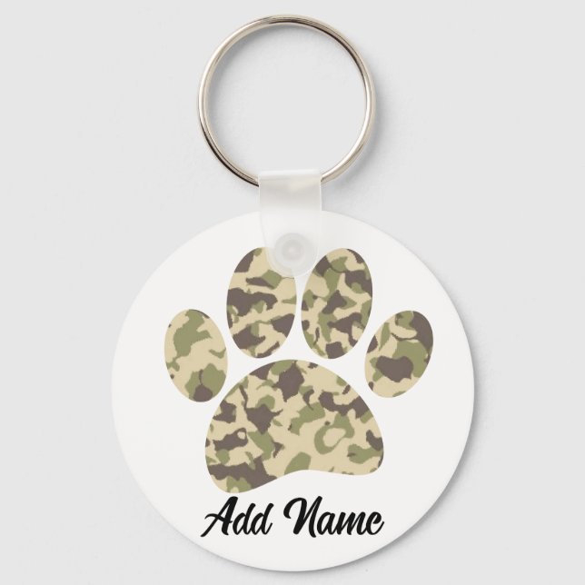 Camo Dog Paw Print Keychain (Back)