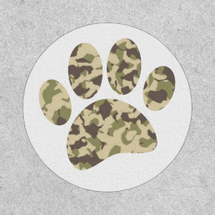 Camo Dog Paw Print Patch