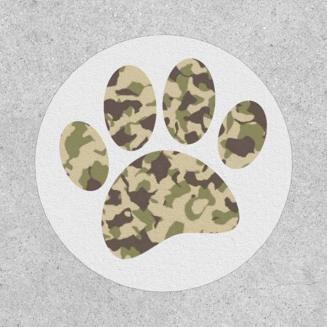 Camo Dog Paw Print Patch (Front)