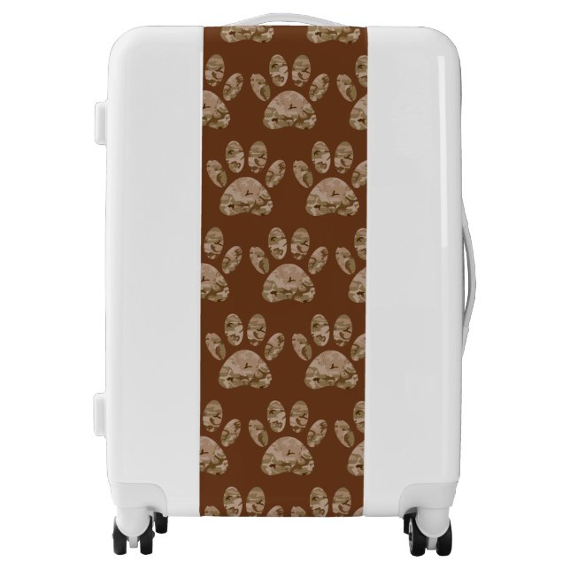 Camo Dog Paw Print Pattern Luggage (Front)