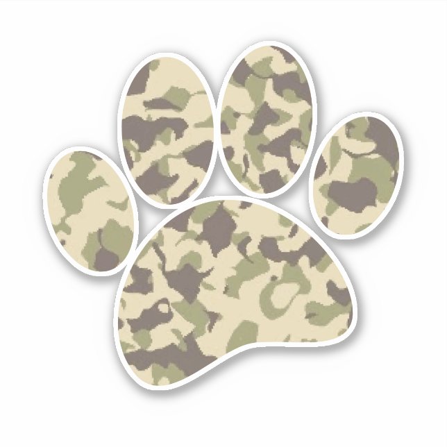 Camo Dog Paw Print Sticker (Front)