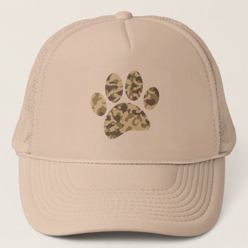 Camo Dog Paw Print Trucker Hat