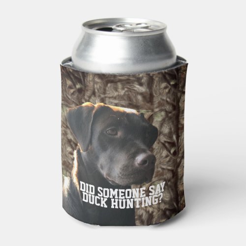 Camo Duck Hunting Chocolate Lab Bird Dog Beer Can Cooler