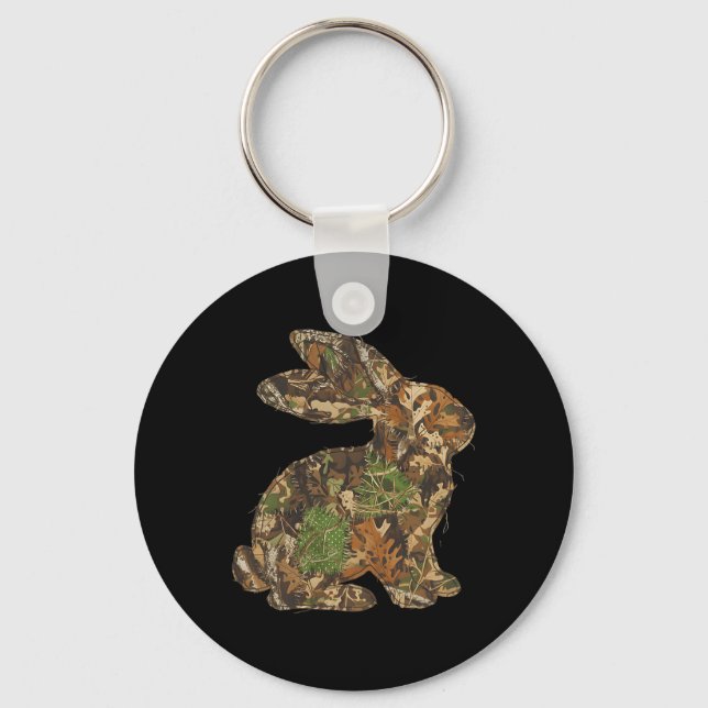 Camo Easter Bunny Patchwork Spring Rabbit Men Wome Keychain (Front)