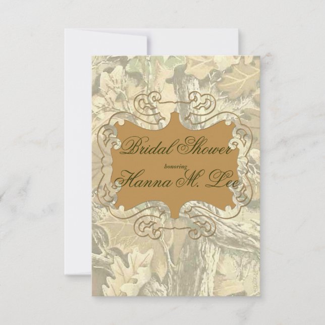 Camo Elegant Orange Bridal Shower Invitation (Front)