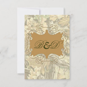 Camo Elegant Orange Wedding Invitation