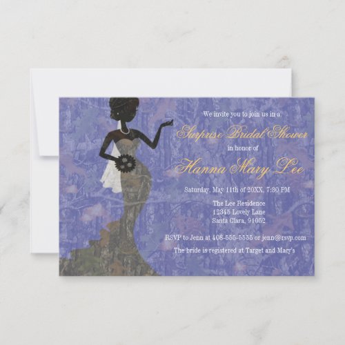 Camo Elegant Periwinkle Bridal Shower Invitation