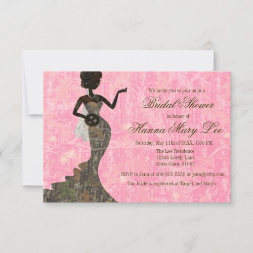 Camo Elegant Pink Bridal Shower Invitation