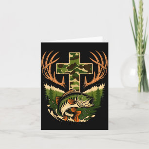 Camo Faith Hunting Fishing Cross Angler Fisherman Card