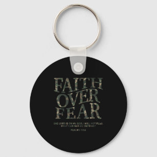 Camo Faith Over Fear Christian Jesus Youth God Son Keychain