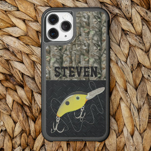 Camo Funny Fish Walleye Fishing Personalized Name Otterbox iPhone Case