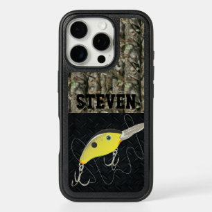Camo Fish Bass Fishing Personalized Name Crankbait iPhone 16 Pro Case