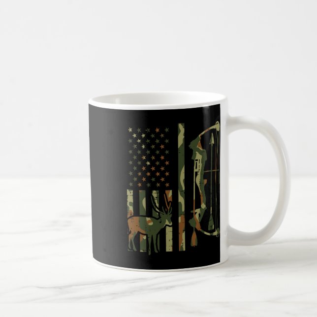 Camo Flag Deer Bow Hunting Patriotic Hunter Dad Ar Coffee Mug (Right)
