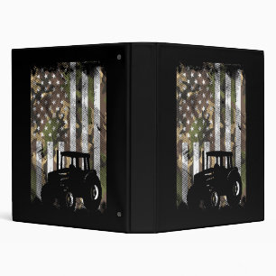 Camo Flag Tractor Vintage Farm Truck Patriotic Far 3 Ring Binder