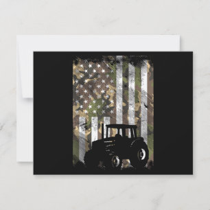 Camo Flag Tractor Vintage Farm Truck Patriotic Far Invitation