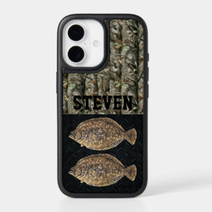 Camo Flounder Fishing Personalized Angler iPhone 17 Case
