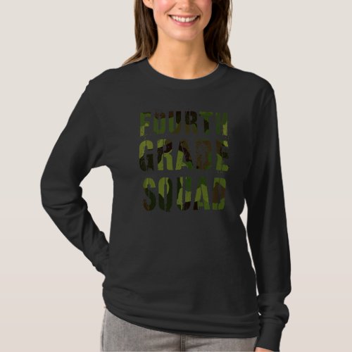 Camo Fourth Grade Squad Teacher Hello 4th Grader V T_Shirt