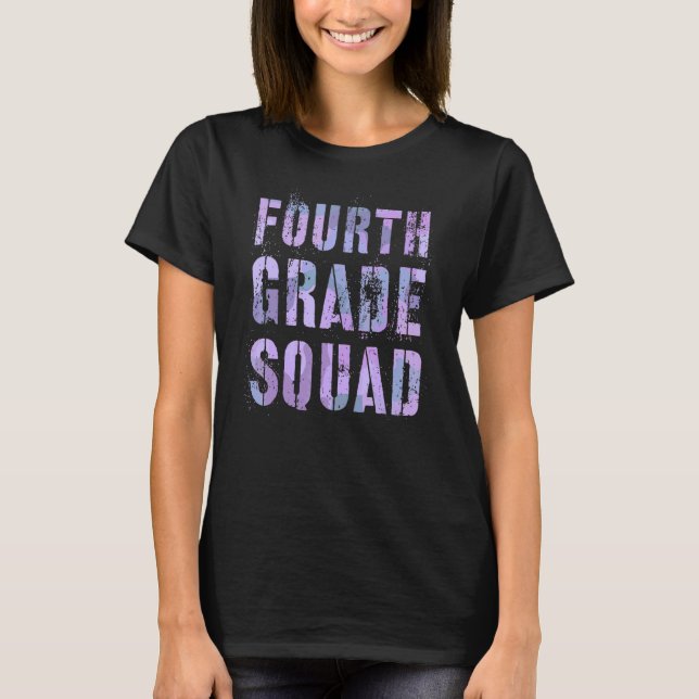 Camo Fourth Grade Squad Teacher Hello 4th Grader V T-Shirt (Front)