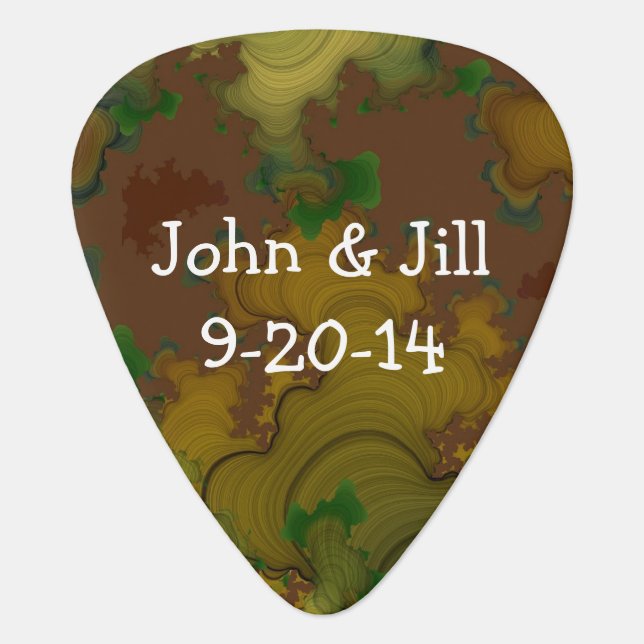 Camo Fractal Guitar Pick Wedding Favor (Front)