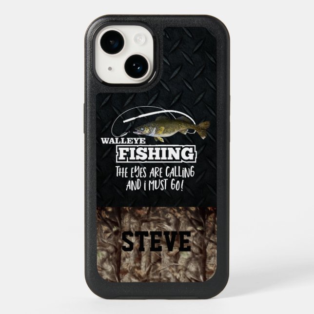 Camo Funny Walleye Fishing Quote Name Angler Otterbox iPhone Case (Back)