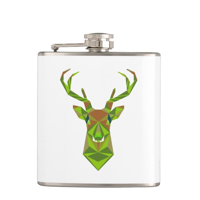 Camo Geometric Deer Head Flask (Front)