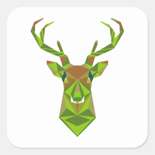 Camo Geometric Deer Head Square Sticker