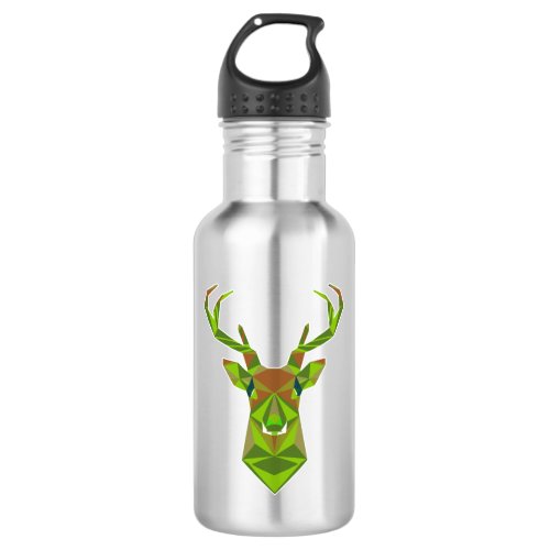 Camo Geometric Deer Head Stainless Steel Water Bottle