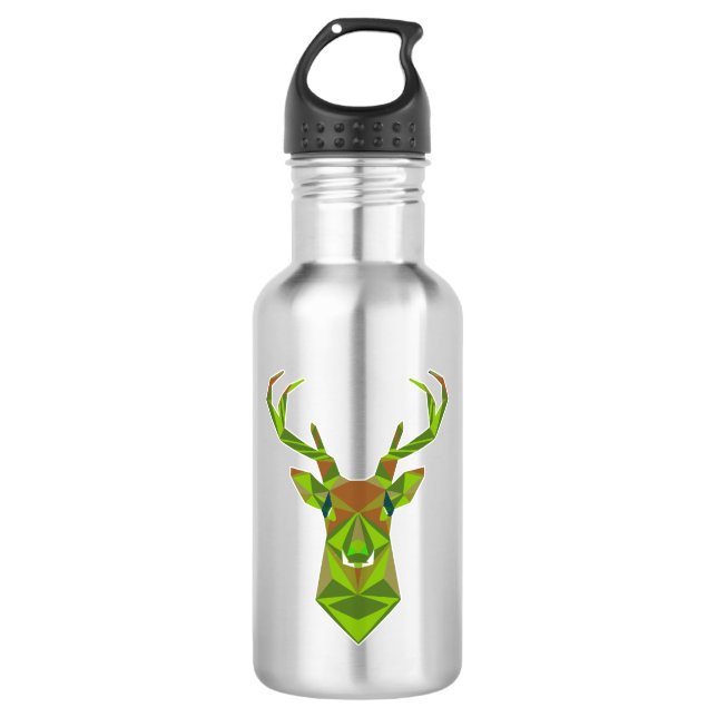 Camo Geometric Deer Head Stainless Steel Water Bottle (Front)