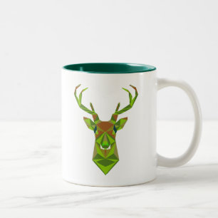 Camo Geometric Deer Head Two-Tone Coffee Mug
