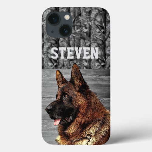 Camo German Shepherd Dog Animal Name  iPhone 13 Case