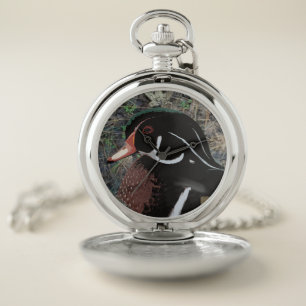 Camo Gifts for Men, Wood Duck Hunting  Pocket Watch