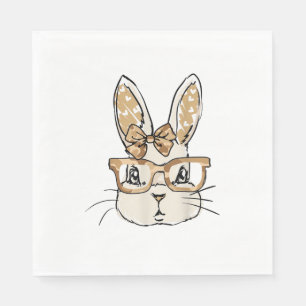 Camo Glasses Camo Tie Bow Bunny Face Rabbit Easter Napkins