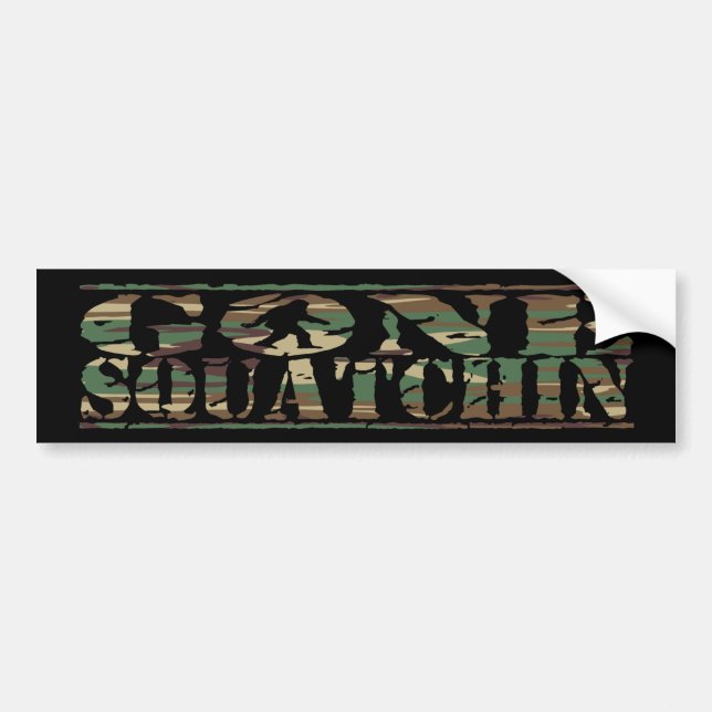Camo Gone Squatchin Bumper Sticker (Front)